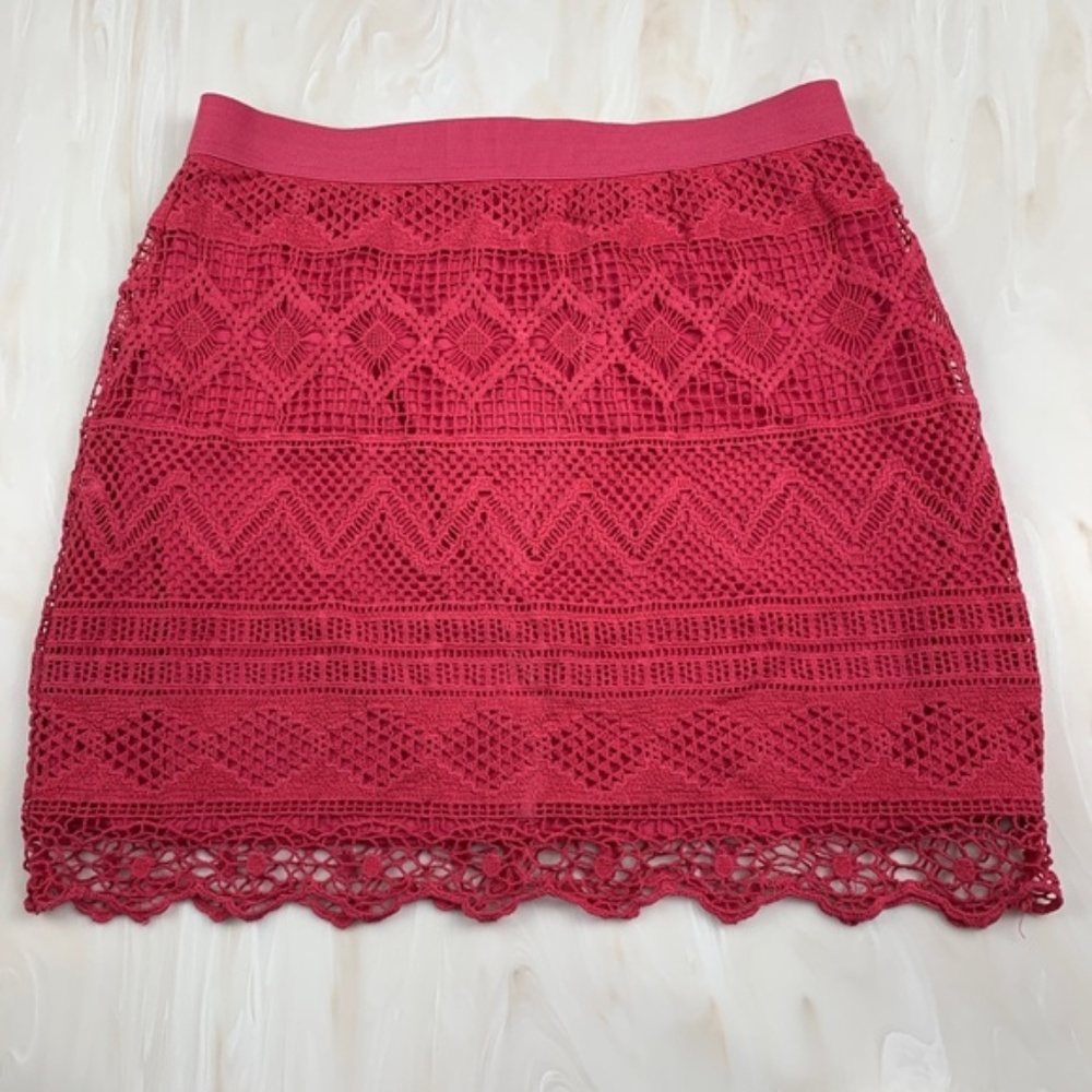 American Eagle NWT Pink Crochet Mini Skirt Size 2 - Picture 2 of 5